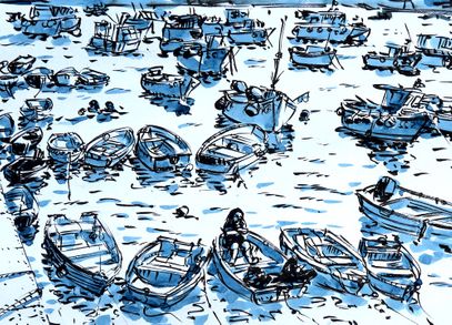 A Huddle of Boats st ives harbour cornwall rob macgillivray